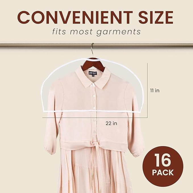 Clear Vinyl Shoulder Covers Closet Suit Protects Storage Home Decor Set of 12, 12"H x 22"W x 2"D
