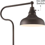 Franklin Iron Works Ferris Industrial Rustic Farmhouse Adjustable Pharmacy Floor Lamp Downbridge 57" Tall Bronze Faux Wood Grain Metal Brown Shade for Living Room Reading House Bedroom Family Home