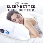 Lincove Signature 100% Natural Canadian White Down Luxury Sleeping Pillow - 800 Fill Power, 500 Thread Count Cotton Shell, Made in Canada, King - Medium, 2 Pack