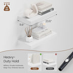 Heimlove 12" Deep White Floating Shelves for Wall, 24 Inch Shelf Bathroom Shelves Set of 2, Mounted Shelves for Books Living Room Laundry Room Bedroom Kitchen Home Office