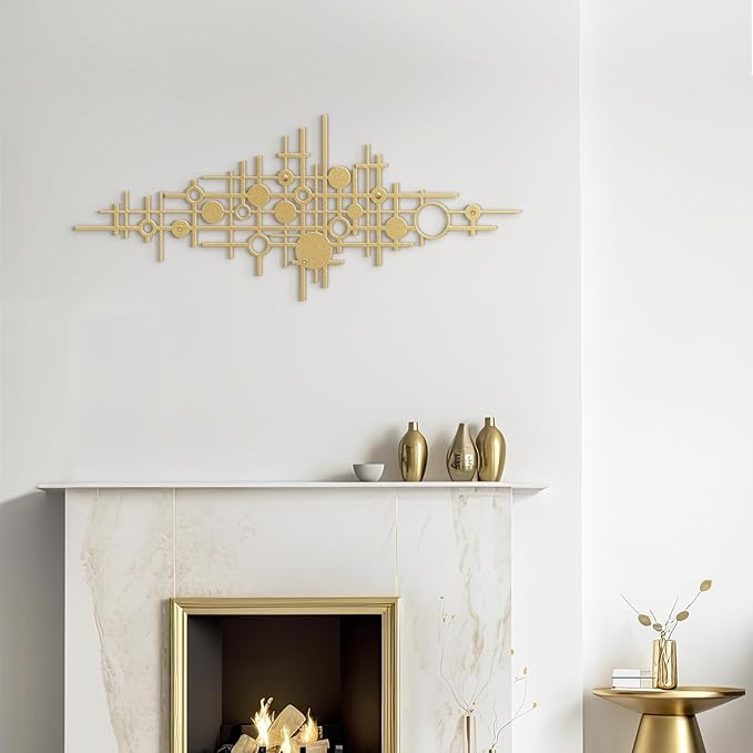 SIGNLEADER Metal Wall Art Decor Gold Circle Abstract Shapes Minimalist Modern Abstract Wall Sculpture Hangings Home Decoration for Living Room, Bedroom, Bathroom, Kitchen, Outdoor - 30" Gold