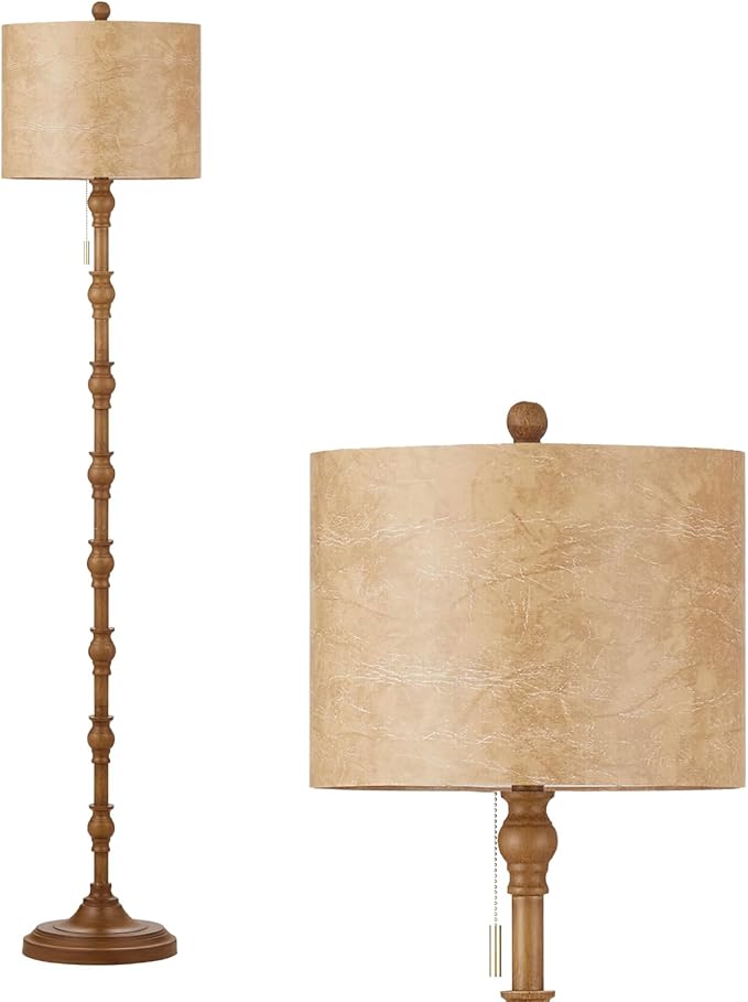63.5'' Floor Lamps for Living Room, Farmhouse Floor Lamp for Bedroom with 3 Color Temperatures, Vintage Standing Lamps for Living Room, Living Room Light, Chain Switch, Bulb Included, Brown