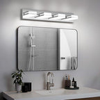 Modern LED Bathroom Lights Fixtures(4-Light),Stainless Steel Chrome Acrylic Wall Lighting,Vanity Lights for Bathroom Over Mirror(6000k 27in)