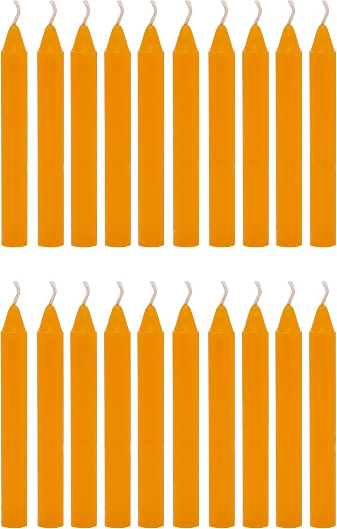 Alternative Imagination Orange Chime Candles - 20 Pack of Unscented 4 Inch Mini Taper Candles - Dripless Long Burning Ritual Candles for Meditation, Spell Work, Energy & Home Decor