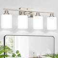 4-Light Vanity Light with Milky White Shades, Brushed Nickel Bathroom Lighting Fixtures Over Mirror, Modern Bathroom Wall Lamp for Mirror Living Room Cabinet Bedroom