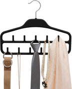 ELONG HOME Belt Hanger, Tie Rack for Closet, Sturdy Belt Organizer with 360 Degree Swivel, 11 Large Sturdy Belt Hooks, Non Slip Rubberized Belt Rack, Black