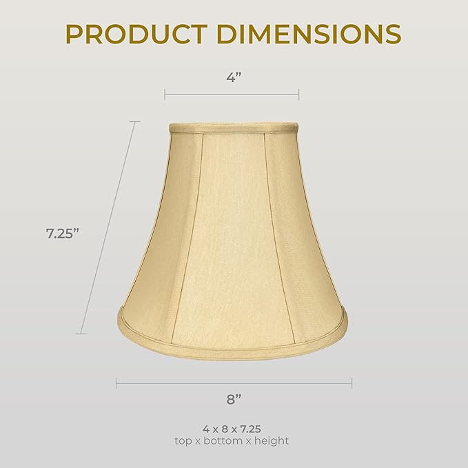 Royal Designs, Inc. BSO-704-8AGL True Bell Basic Lamp Shade, 4 x 8 x 7.25, Antique Gold