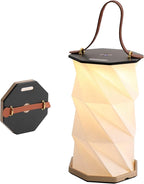 Portable Foldable Table Lamp with USB Rechargeable Battery, 3-Level Dimmable Touch Control Night Light, Folding Paper Lantern Light for Home Office Bedroom Reading (Black)
