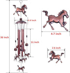 Horse Wind Chimes Decor- 37 Inch Pure Hand-Made Waterproof Metal Musical Wind Bells with 4 Aluminum Tubes 6 Bells Mobile Wind Catcher Romantic Wind Chime for Home, Festival, Indoor/Outdoor Decoration