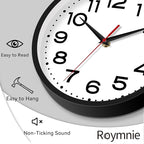 Wall Clock 16 Inch Silent Non-Ticking Modern Clock Battery Operated Classic Simple Minimalist Analog Decorative for Kitchen, Living Room,Office, Bedroom, Bathroom (Black)