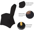50 Pcs Black Washable Removable Universal for Wedding Party Dining Banquet Polyester Spandex Stretch Slipcovers Chair Covers