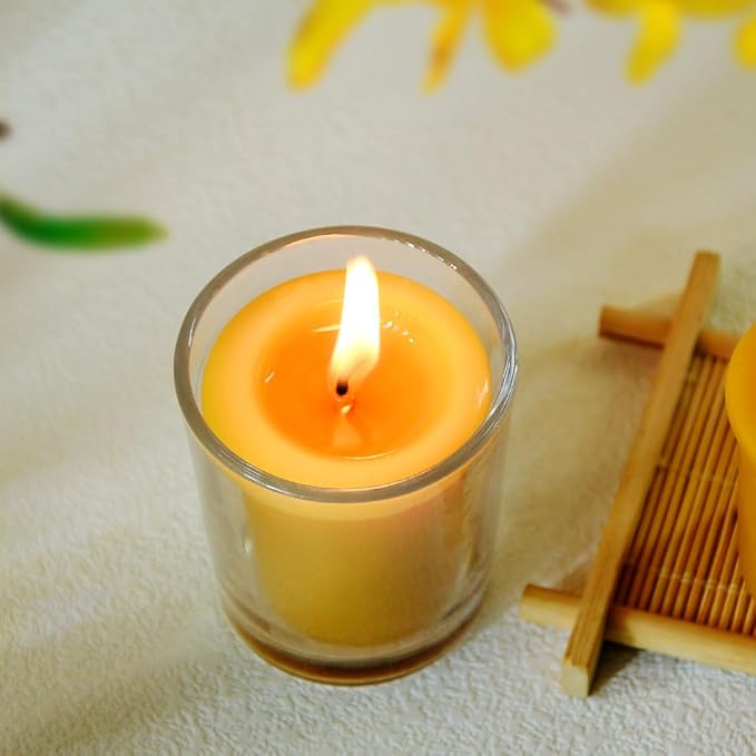 18PCS Pure Natural Beeswax Votive Candles Bulk, Unscented Handmade Candles for Home Décor, Room, Party, Spa, Gift - 15 Hour Burn Time