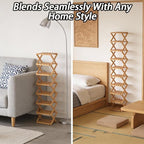 The 9-Tier No-Assembly Bamboo Rack(Foldable Storage), Bamboo Shoe Storage Rack, Space-Saving, Holds 14+ Pairs, Unfolds in 10 Sec (Brown, 4 Tier)