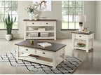 Martin Svensson Home Solid Wood Coffee Table, Cream White with Brown Top