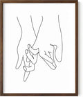 Holding Hands Wall Art Interlocking Fingers Continuous Line Drawing Love Connection 8x10 Inch Oak Wood Walnut Framed Modern Romance Print for Bedroom