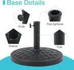 COBANA 31lb Patio Umbrella Base, Heavy Duty Round Outdoor Market Umbrella Stand Weight, Black