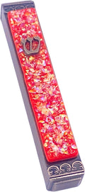 Sparkling Art Glass Mezuzah - Easy Mount Indoor or Outdoor - Weatherproof Metal Case - Gift Box and Non-Kosher Scroll Included - Hand Made in USA - Guaranteed for Life! (Pimento Red)
