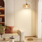 Gold Floor Lamps for Living Room Vintage Floor Lamp with Remote Control,Dimmable Floor Lamp Glass Mid Century Modern Standing Lamp 3 Color Temperature Brass Tall Floor Lamps for Bedroom Corner