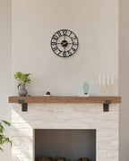 Wall Clock, 14 Inch Silent Battery Operated Wall Clocks for Living Room Decor, Modern Farmhouse Vintage Black Metal Indoor Outdoor Large Analog Clock for Bedroom, Kitchen, Patio - Black