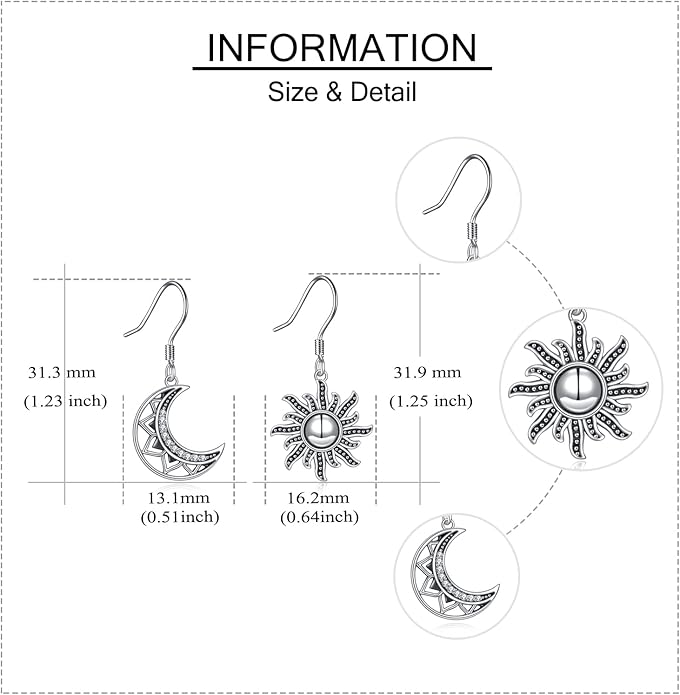 URONE 925 Sterling Silver Earrings Hook Dangle Earrings Jewelry Gifts for Women