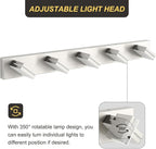 OKELI 5 Lights Bathroom Vanity Light Fixtures Brushed Nickel LED Dimmable Vanity Light Over Mirror Modern Wall Mounted Lighting Fixture, 350° Rotatable Lamp Head 36W Cold White 6000K ETL Listed