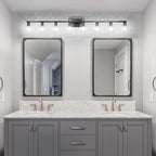 8-Light Brushed Nickel Vanity Light Fixtures,Modern Large Bathroom Light Fixtures Wiht Clear Glass ShadeRust and Moisture Resistant Easy to Install Vanity Lights for bathroom lights over mirror