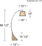 Franklin Iron Works Oak River Rustic Farmhouse Mission Style Arched Floor Lamp 66.5" Tall Dark Gray Black Wood Standing Base Mica Drum Shade for Living Room Reading House Bedroom Home Office