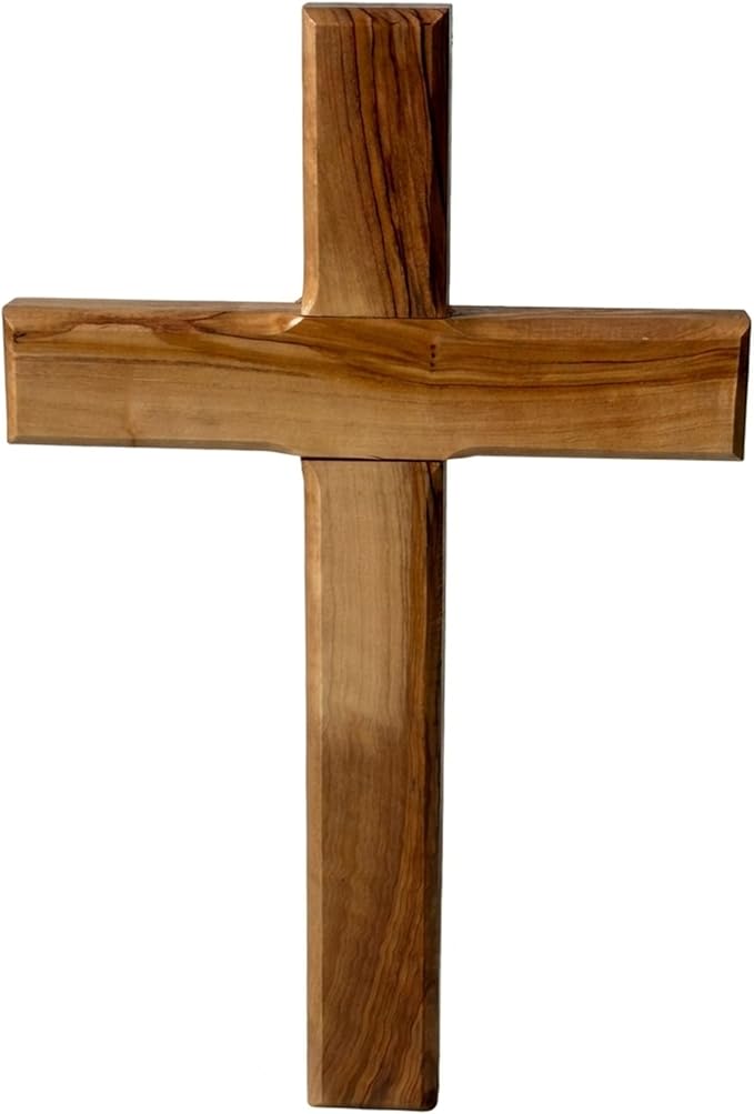 Spring Nahal Small Olive Wood Wall Cross from Bethlehem - Handcrafted Christian Crucifix with Certificate of Authenticity - 4.7 Inch / 12 cm
