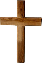 Spring Nahal Handcrafted Olive Wood Wall Cross from Bethlehem - Natural Finish Christian Crucifix with Certificate - 7.9 Inch / 20 cm