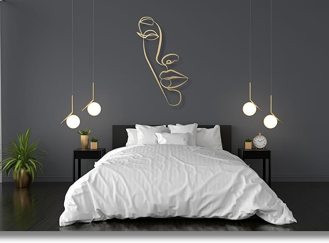 Vailla Wall Art Decor Minimalist Abstract Woman Face Wall Decoration Wooden Modern 3D Sculptures Line Drawing Wall Art Decor Female Single Line Home Hanging for Bedroom Kitchen Bathroom Living Room