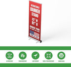 Custom Retractable Banner with Stand (33”x81”) by BCB Print | Personalized Roll-Up Banner for Advertising & Trade Shows | HD Printed Vertical Pull Up | Express Dispatch & Ship | Made in USA
