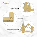 SIGNLEADER Metal Wall Art Decor Mountain Pine trees Modern Abstract Wall Sculpture Hangings Home Decoration for Living Room, Bedroom, Bathroom, Kitchen, Outdoor - 36" Gold