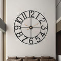 Modern Industrial Wall Clock with Cutout Metal Numerals, Grey and Gold Vintage Luxury Design for Living Room and Office Decor, 36 Inch