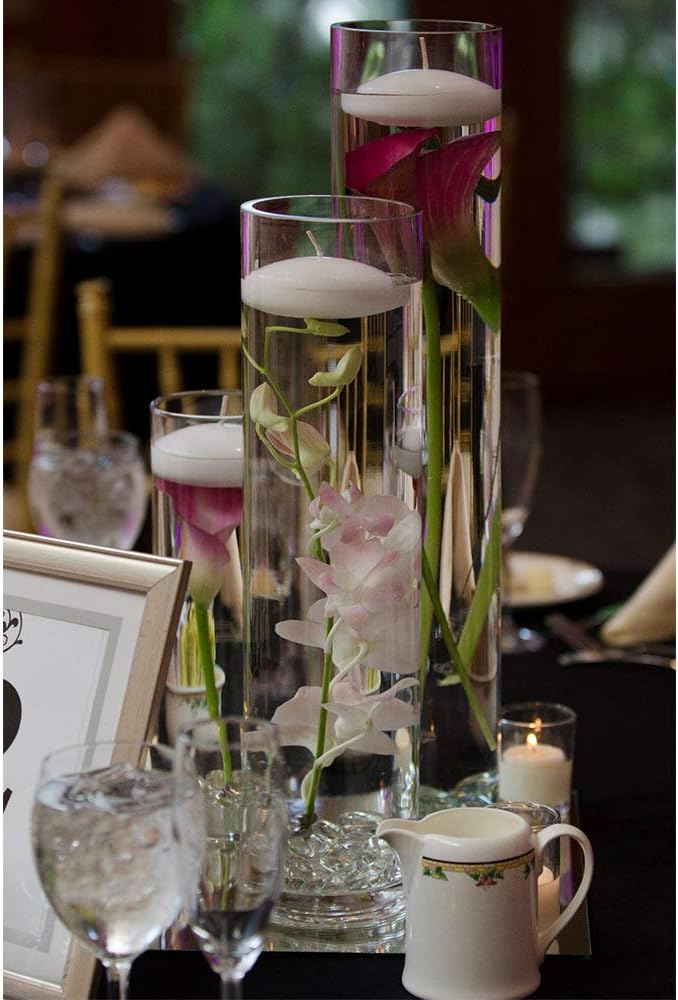 WGVI Quality Thick Weighted Tall Clear Cylinder Glass Vase, 3" W x 16" H, Flower Arrangement Candle Holder Floral Container Wedding Centerpieces Home Decor Bulk Wholesale, 12 Pieces