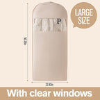 2 Packs Gusseted Garment Bags for Hanging Clothes Suit Bags for Open Closet Storage, Side Clear Clothing Cover for Coat, Dress, Jacket, Shirt, Fur Wardrobe Protector, (ecru, 52 inch)