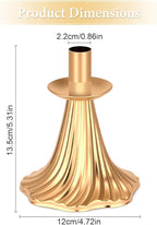 Taper Candle Holders Set of 12 - Victorian Style Gold Vintage Modern Decor, Table Mantel Centerpiece for Wedding Housewarming