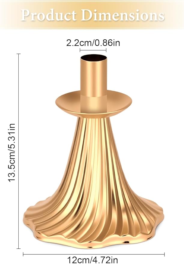 Taper Candle Holders Set of 12 - Victorian Style Gold Vintage Modern Decor, Table Mantel Centerpiece for Wedding Housewarming