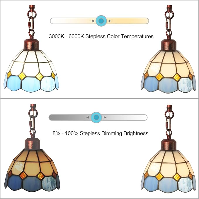 beaysyty Tiffany Style Stained Glass Retro Floor Lamp with Tray,Dimmable Floor Lamps, Custom Color Temperature Standing Lamp for Living Room and Bedroom, Painted Dark Red