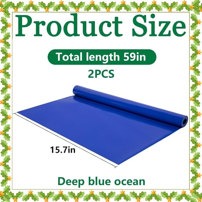 Wehhbtye 2 Pcs 59'' x 15.7'' Christmas Village Ocean Display Mat, Christmas Village Miniature Ocean Mat, Xmas Villages PVC Pad Decoration for Holiday Mini Landscape Scene Accessories