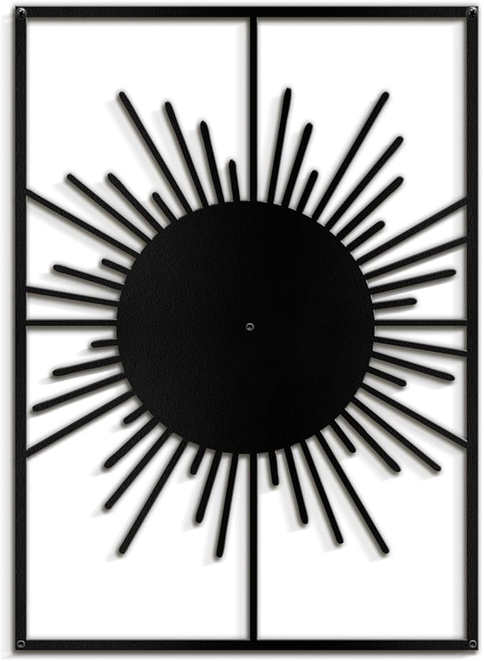 SIGNLEADER Metal Wall Art Decor Shining Sun Landscape Minimalist Modern Abstract Wall Sculpture Hangings Home Decoration for Living Room, Bedroom, Bathroom, Kitchen, Outdoor - 24" Black