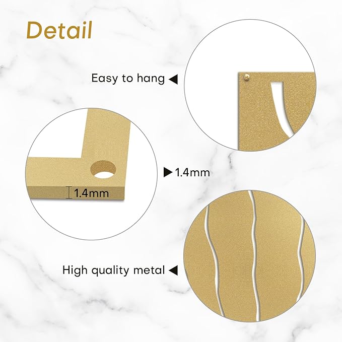 SIGNLEADER Metal Wall Art Decor Zebra Stripe Minimalist Modern Abstract Wall Sculpture Hangings Home Decoration for Living Room, Bedroom, Bathroom, Kitchen, Outdoor - 18" Gold