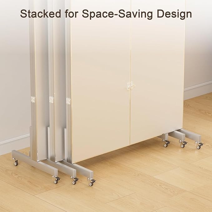 brisafe Full Length Stand Up Mirror on Wheels,75''L×95''W,Large Tri-Fold Floor Mirror with Stand,Movable 3-Way Full Length Standing Mirror for Gym, Dance Studio, Fitness Room, and Home (Black)