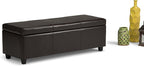 SIMPLIHOME Avalon Storage Ottoman Bench - 48 inch Wide Upholstered Vegan Leather Rectangular Lift-Top Ottoman in Tanners Brown, Contemporary Storage Bench for Living Room with High-Density Foam