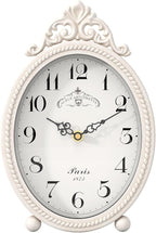 Abdurey Vintage Table Clock on Stand, Desk and Shelf Decorative Clock, French Rustic Style Antique White Mantel Clocks for Living Room,Farmhouse,Bedroom,Bedside,Gift Clocks