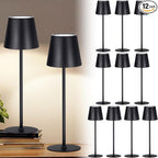 Retisee 12 Pack Cordless Table Lamp Portable Led Rechargeable Desk Lamp 3000mah Battery Operated 3 Color Stepless Dimming Waterproof Light Touch Control for Bedroom Restaurant Bars Coffee Shop Camping