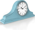 Mantel Clock Battery Operated - Wooden, Rustic Teal Mantle Clock for Living Room Decor Above Fireplace Mantel, Office, Shelf & Home Décor Gift 15x7.5 - Silent Wood Mantel Clock for Living Room Table