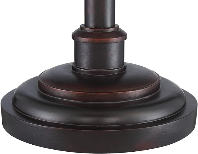 Barnes and Ivy Henson Rustic Industrial Farmhouse Standing Floor Lamp with Night Light Glass 63" Tall Bronze Earthy Fabric Drum Shade Decor for Living Room Reading House Bedroom Home