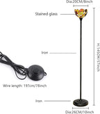 Tiffany Floor Lamp Tochiere Standing Lamp Yellow Grapes Style Stained Glass Floor Light Vintage Tall Pole Uplight Rustic Corner Lamp with Foot Switch for Home Decor Living Room Bedroom