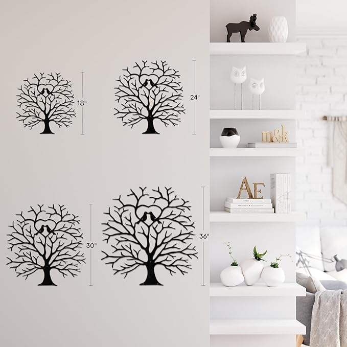 SIGNLEADER Metal Wall Art Decor Heart-Shaped Tree of Love Abstract Wall Sculpture Hangings Home Decoration for Living Room, Bedroom, Bathroom, Kitchen, Outdoor - 18" Black