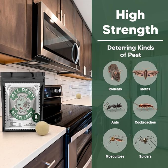 Pest Repellent, Rodent Repellent for Indoor/Outdoor, Mouse Repellent, Peppermint Repel Mice/Rat/Pest/Roach/Spider/Ant from Nesting in Car/RV/Garage/Shed/House, Safe for Kids and Pets - 8P